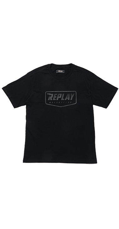 REPLAY MOTORCYCLE ガーメントダイ ロゴプリントTシャツ